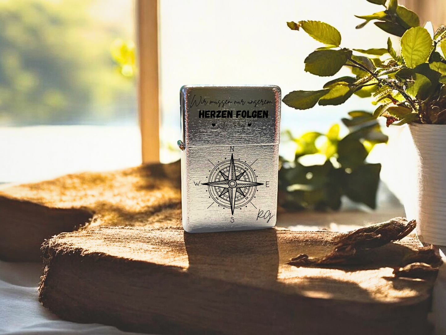 Benzin Feuerzeug "Wir müssen unserem Herzen Folgen"