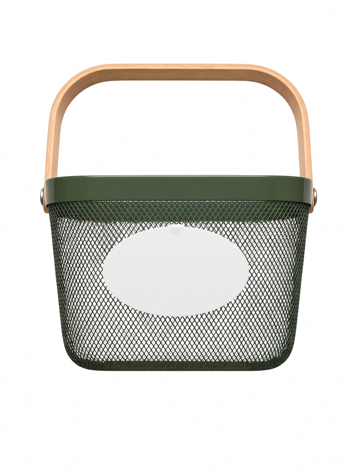 Geschenkkorb mit Gravur – Metallkorb mit Bambusgriff, personalisiert