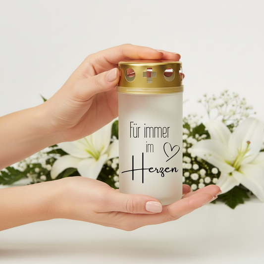 Grabkerze - für immer im Herzen-